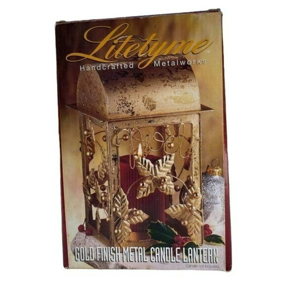 Gold Finish Metal Candle Lantern Handcrafted Metalworks‎ 9x6inch - Picture 9 of 11